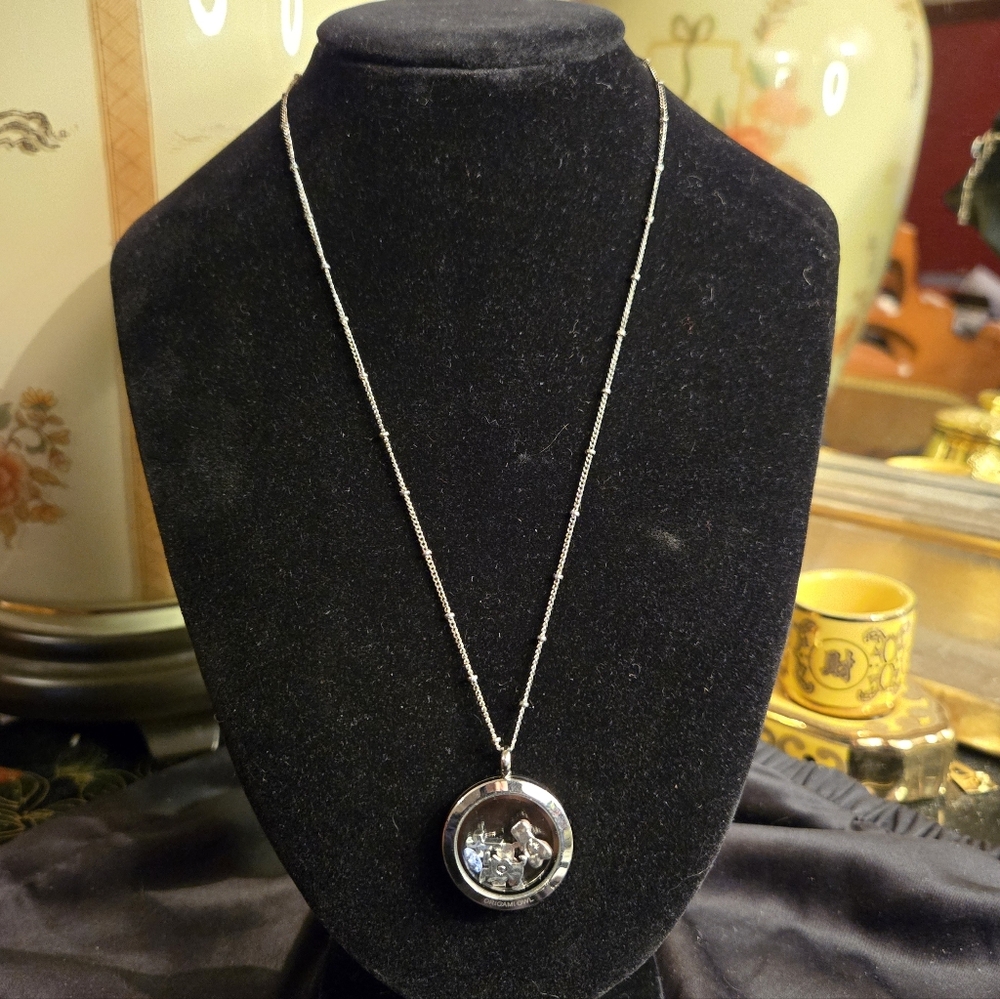 ✨ Origami Owl Silver Living Locket Necklace | Cross, Two Girls, Ballet Slippers